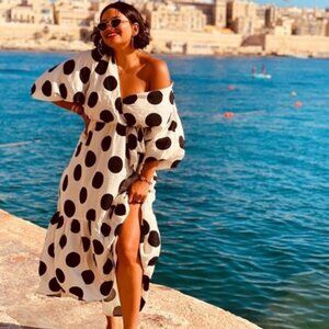 H&M Oversized Polka Dot Wrap Maxi Dress